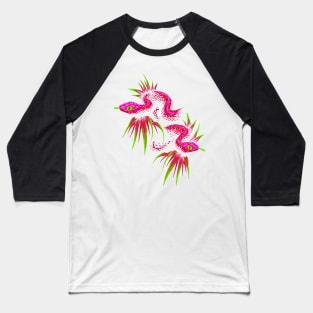 Mr Snake in the Rainforest - Pink Baseball T-Shirt